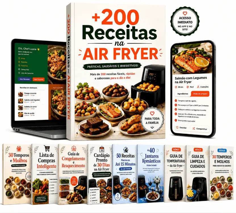 Mosaico com prévia das 188 receitas extras da Chef Luana